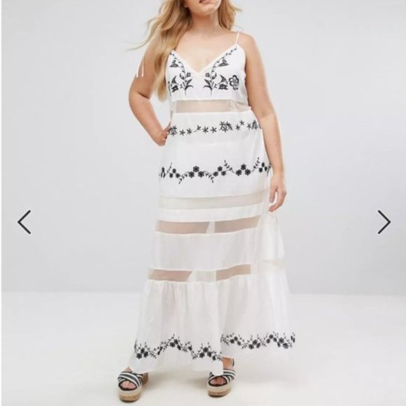 ASOS Curve Other - NWT • ASOS DESIGN CURVE Beach Mesh Embroidered Dress